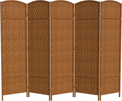 6 pies Divisor de habitación de 5 paneles de fibra tejido diamante alto beige oscuro Foto 1 de 4