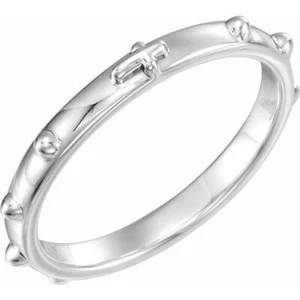 2.5 mm Rosary Ring In 18K X1 White Gold Size 12 - Picture 1 of 2