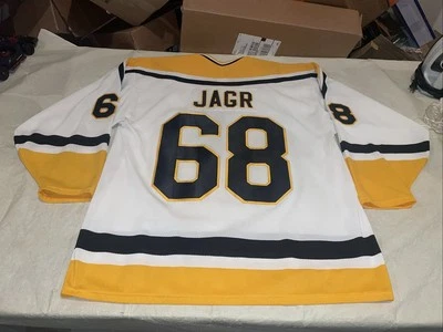 Jaromir Jagr 匹兹堡企鹅 Ccm 球衣黑色缝制白色欧克男式 Xl 麦克风 — 第 1/4 张图片