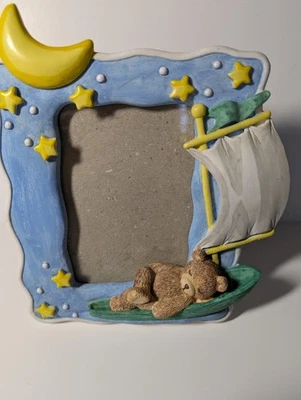 Marco de fotos oso de peluche dormido en velero azul, amarillo 3D   Foto 1 de 4