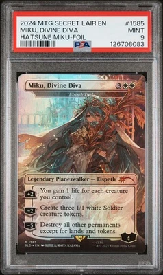 2024 Magic The Gathering Secret Lair Drop #1585 Miku, Divine Diva PSA 9 - Image 1 of 2