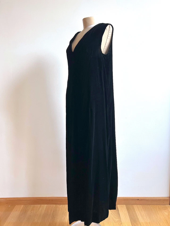 VTG 1960s Velvet Maxi Gown Goddess Holiday Dress Black Velvet L XL Palm Royale - Image 1 of 4