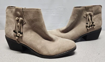 Белый горы желтовато-коричневый замши кожи ботинок женщин размер 8 ботинки блок каблук - Изображение 1 из 4