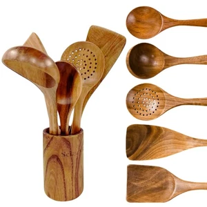 Wooden Spoons for Cooking Wooden Cooking Utensil Set of 6-Piece – Natural Aca... - Picture 1 of 7