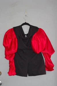NWT Kira Kira Bed of Roses Blazer Red Satin Puffed Sleeves S - Picture 1 of 4