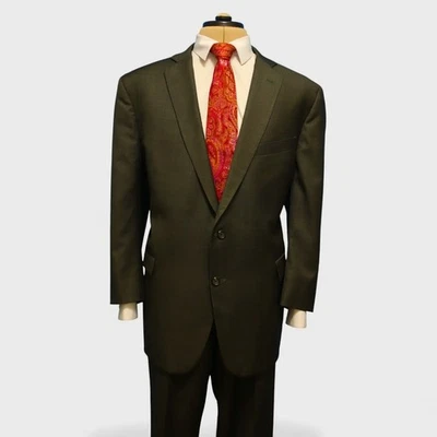 Traje Brooks Brothers 1818 Regent X Saxxon 2 Piezas 48R Verde Lana Fina 2 Botones Foto 1 de 4