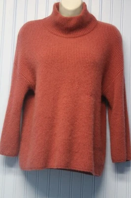 Rachel Zoe 100% Cachemira Polvoriento Rosa Acanalado Recortado Cuello Tortuga M (con Reparaciones) Foto 1 de 4