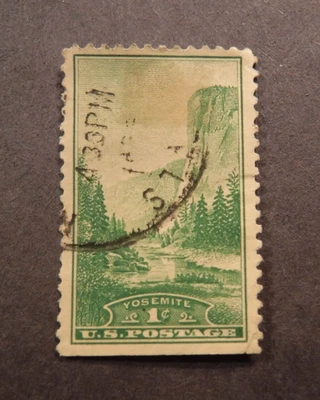 Scott# 740, 1934, 1 Cent, Yosemite National Park   Used  Stamp. - Image 1 of 2