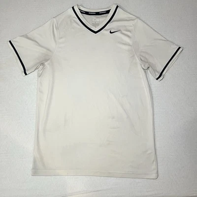 耐克男式棒球工程 V 领白色球衣衬衫 L — 第 1/4 张图片
