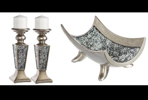 Schonwerk Silver Centerpiece Bowl - 3 Decorative Orbs - 2 Candlesticks - Picture 1 of 7