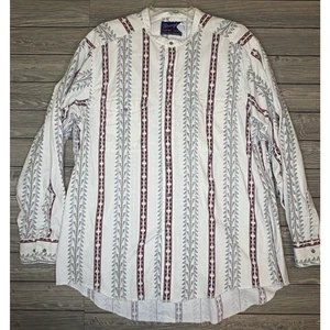 Wrangler Vintage Hemd Herren 18-36 XL Azteken gestreift geometrisches Band Kragen Western - Bild 1 von 8