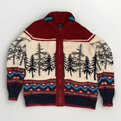 Suéter American Eagle Nordic Tree Tejido Cremallera Para Hombre XL 22x26 Rojo Blanco Azul Invierno Foto 1 de 3