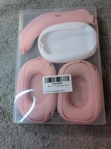 2pr Apple AirPods Max Headphones Silicone Case Pink & White Ear Cups Skin Cover - Photo 1 sur 2