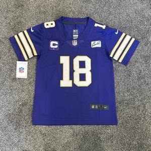 Youth Medium Justin Jefferson Minnesota Vikings Purple Throwback Jersey - Picture 1 of 2