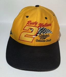 Vtg Rusty Wallace #2 , Miller Genuine Draft Cap - Picture 1 of 6