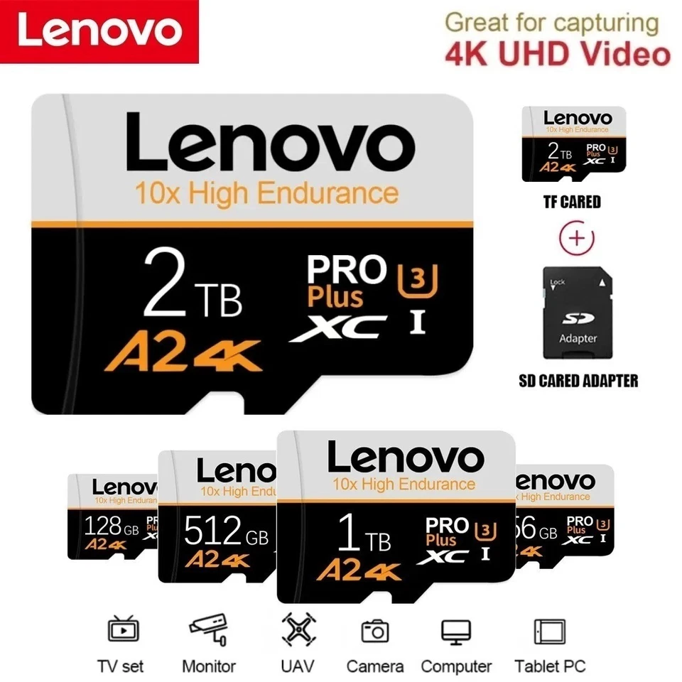 High Speed Lenovo Memory Card 1tb 2tb Micro Sd Card Class 10 Xc Tf Card Adapter - Image 1 of 1