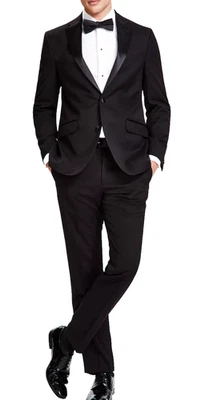 Kenneth Cole Reaction Tuxedo Men's Size 46L 40x33 Black Slim Fit Ready Flex - Image 1 of 4