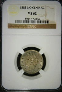 1883 Liberty Nickel No Cents - NGC MS 62 - Beautiful & Rare this Nice!! - Picture 1 of 4
