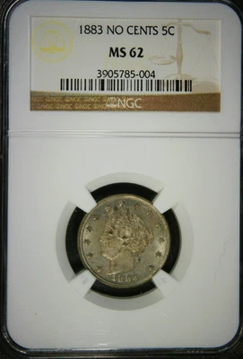 1883 Liberty Nickel No Cents - NGC MS 62 - Beautiful & Rare this Nice!! - Image 1 of 4