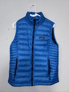 Patagonia Down Sweater Vest Womens Medium Blue Full Zip Insulated Mock Neck - Photo 1/7