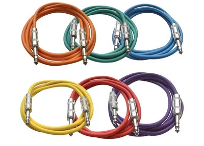 Seismic Audio Speakers ¼” to ¼” TRS Patch Cables, 6 Foot - Image 1 of 4