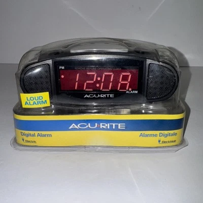 NIP Sealed Acurite Digital Alarm Clock Black Electric Model 22721 - Image 1 of 4