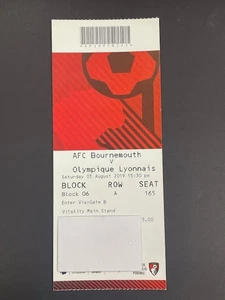 Boleto amistoso de pretemporada 2019/20 Bournemouth V Olympique Lyonnais 03-08-2019 - Imagen 1 de 1