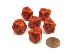 Speckled 16mm Tens D10 (00-90) Chessex Würfel, 6 Stück - Feuer - Bild 1 von 1