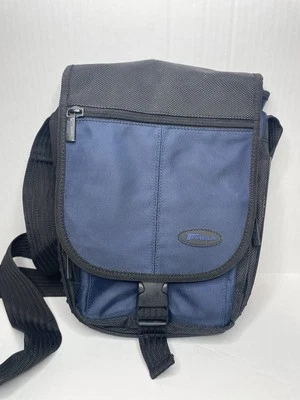 Targus Small Camera Tech Shoulder Bag Blue Black Adjustable Strap Padded Pockets - Image 1 of 4