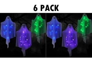 6 PACK! Hanging 47" Jumbo Halloween Ghosts Decorations Set with Light Up LED - Picture 1 of 6