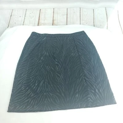 Ashley Stewart Womens Black Faux Leather Tiger Print Back Zip A Line Skirt Sz 14 - Изображение 1 из 4