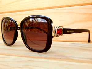 BVLGARI BV6060-B 326/12A140 3N Womens Fashion Designer Sunglasses Red Stones - Picture 1 of 18