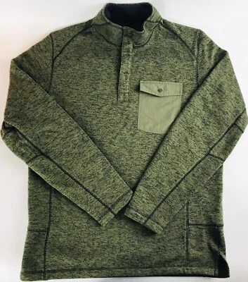 REI 1/4 Zip Jacket size Med. Pullover Snap Button Mock Neck Collar Sweater Green - Image 1 of 4