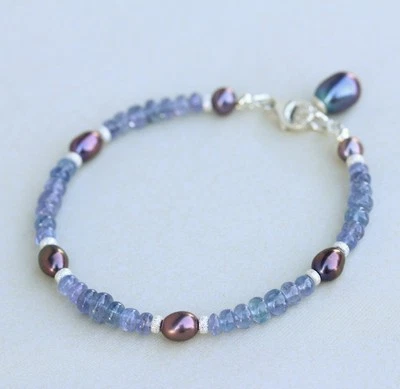 Brazalete U&C Sundance Natural Tanzanita Pavo Real Perla .925 Plata de Ley Foto 1 de 4