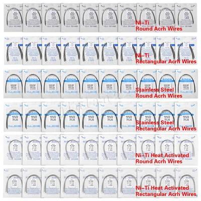 100 PIEZAS Alambre de arco de ortodoncia Niti acero inoxidable redondo rectangular ovoide Foto 1 de 4