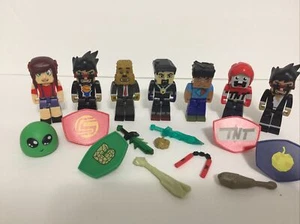 Minecraft Tube Heroes Action Figures Lot Of 7 w/Accessories! Jazwares  - Picture 1 of 9