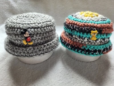 Nuevo Gorro de Ganchillo 2 Sombreros para Bebé para Niño 6-12 Meses Turquesa/Gris/Multicolor Foto 1 de 3