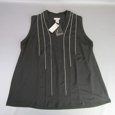 Camisa sin mangas con cuentas Lane Bryant para mujer talla 1X negra brillante nueva con etiquetas $68 Top Foto 1 de 4