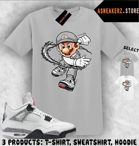 Maglietta da abbinare AJ 4 bianco cemento 2025 sneaker abbinata sneakerhead Mario t-shirt - Foto 1 di 5