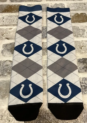 Indianapolis Colts Mens Argyle NFL Team Crew Dress Socks Large Cover