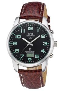MASTER TIME Herren-Funkuhr Basic Lederband Braun MTGA-10426-22L - Picture 1 of 2