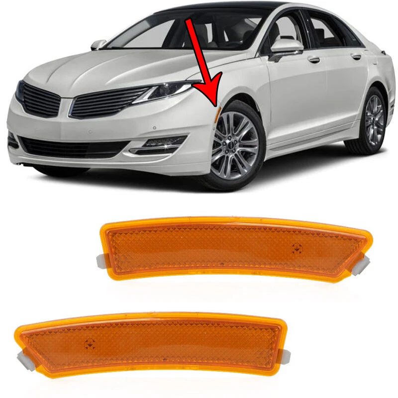 Par de luces de señalización lateral reflector parachoques delantero para Lincoln MKZ 2013-2016 Foto 1 de 4