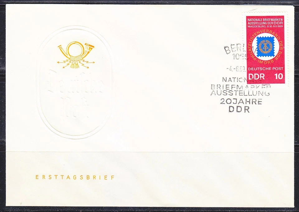 Germany DDR 1969 FDC cover Mi 1477 Sc 1115 National Philatelic Exhibition - Image 1 of 1