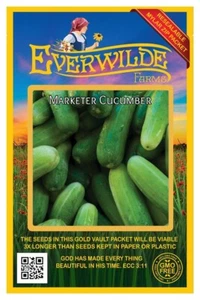 100 Marketer Cucumber Seeds - Everwilde Farms Mylar Seed Packet - Picture 1 of 3