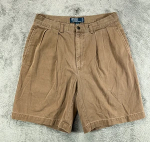 Vintage Polo Ralph Lauren Shorts Herren W33 Khaki Chino Tyler Shorts Plissee 90er - Bild 1 von 9