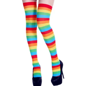 Medias arco iris para mujer a rayas coloridos algodón largos sobre la rodilla calcetines - Imagen 1 de 2