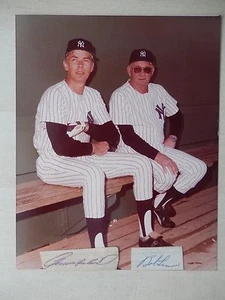 Bob Lemon - Gene Michael - Autographed Cut Signatures with 8" X 10" Photograph - Picture 1 of 3