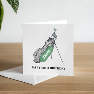 Personalised Golf 60th Birthday Card For Golfer Handmade Gift For Husband Dad - Picture 1 of 3