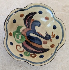 Bowl Japanese hand painted 1970s Turkey Bowl Planter Holes for hanging 7.5 in - Picture 1 of 7