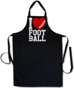 I Love Football III BBQ COOKING APRON Hearts Heart Love Addicted Ball - Picture 1 of 1